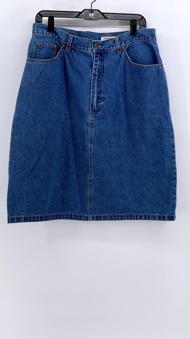 EDDIE BAUER Women's Blue Denim Vintage A-Line Cotton Skirt SZ 16